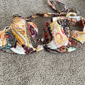 Balconette bikini top is paisley print